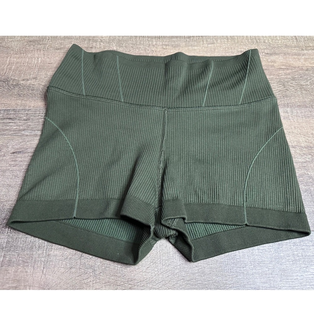 OFFLINE by Aerie Ribbed Seamless High Waisted Shorts Olive Green Medium